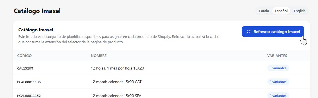 Refrescar catálogo